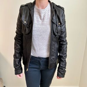 Mike and Chris leather Jacket- Bomber- Dark brown